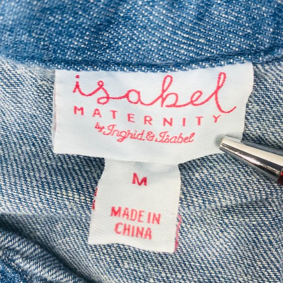 Isabel Maternity Women's Sz Medium Long Sleeve Button Down Blue Denim Shirt New - Picture 4 of 13